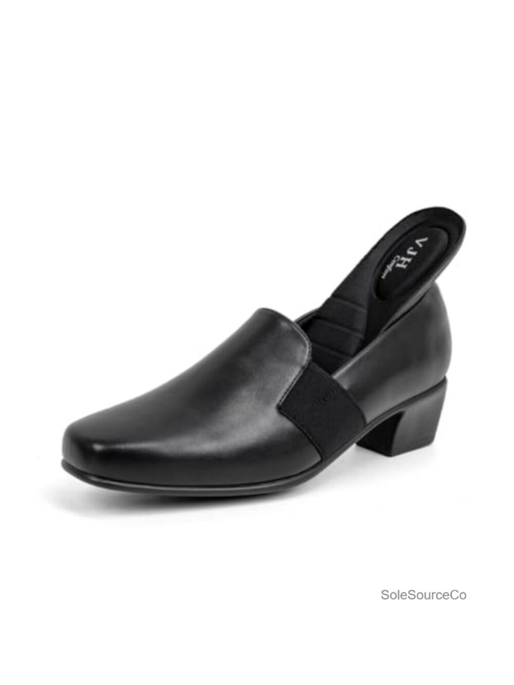 Women's Chunky Heel Loafers Slip On Square Toe Comfortable Work Shoes Faux